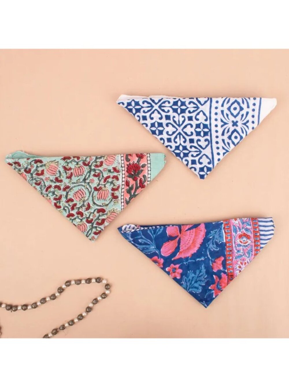 Boho Cotton Floral Print Bandanas, Set of 3 - Picture 7 of 8